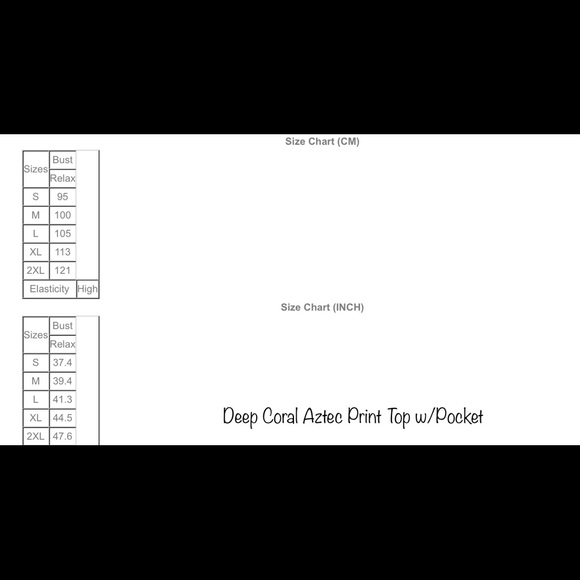 1 Left! Deep Coral Aztec Print Long Sleeve Top w/Pocket * - Picture 4 of 4